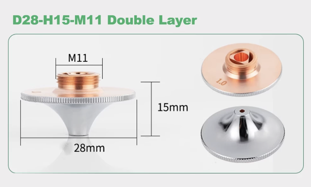 نوزل Raytools D28-H15-M11 مزدوج الطبقة فتحة 1.0 مم 120AU3610A